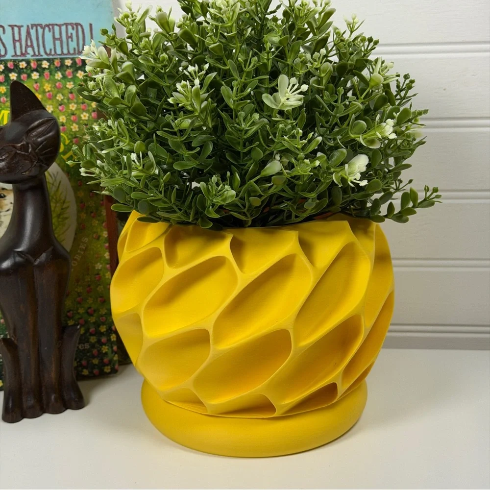 Modern Geometric  Indoor Planter Pot, Exo Planter Pot, Organic Carved Design